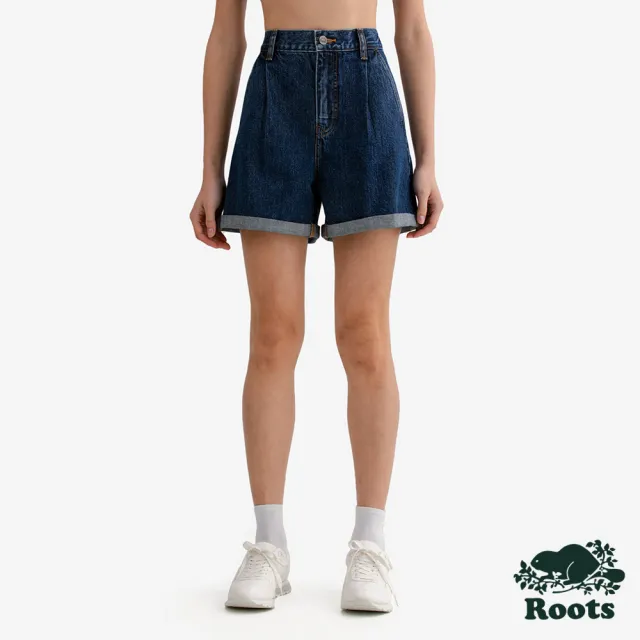 【Roots】Roots女裝- 半鬆緊腰牛仔短褲(藍色)