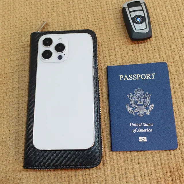 【MoonDy】錢包 皮包 長夾 皮夾 錢包女 錢包男 手機錢包 碳纖維長夾 男士錢包 拉鏈長夾 男