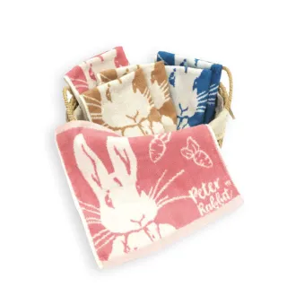 【PETER RABBIT 比得兔】12入組純棉可愛蘿蔔緹花方巾PR051(原廠品牌.授權經銷.棉巾.童巾.小毛巾.洗臉巾)