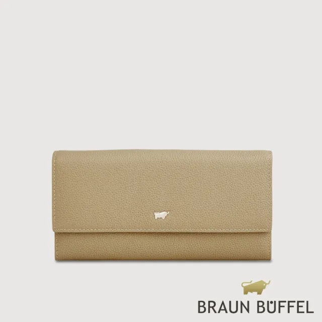 【BRAUN BUFFEL 德國小金牛】維那斯-C 12卡兩折長夾-淺棕色(BF868-621-CR) 錢包送禮推薦