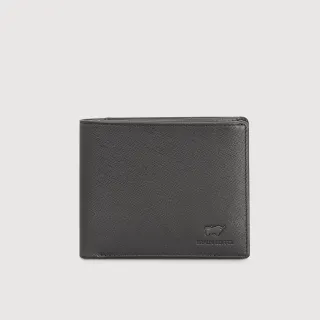 【BRAUN BUFFEL 德國小金牛】交換禮物 台灣總代理 艾康-A-TW 9卡中間翻零錢袋短夾-黑色(BF571-318-BK)