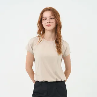 【GIORDANO 佐丹奴】女裝下擺束口連袖上衣(99 米咖色)