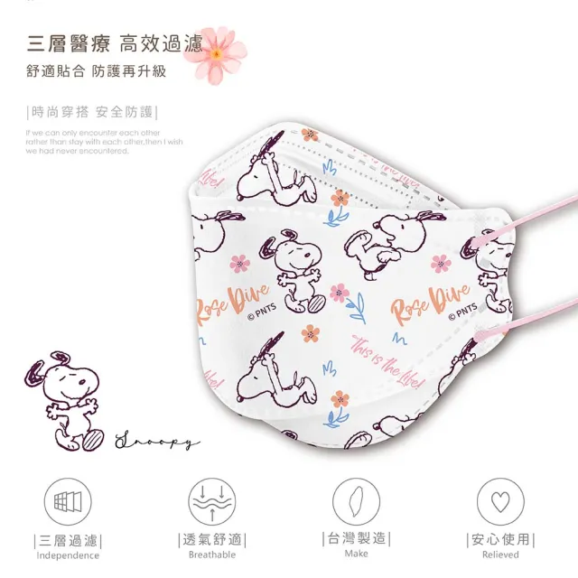 【收納王妃】台灣製造 Snoopy 史努比 成人KF94醫療口罩10入 正版授權(多款可選)