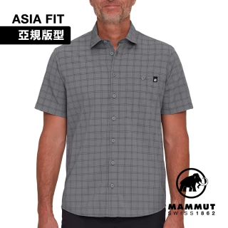 【Mammut 長毛象官方直營】Lenni Shirt AF Men 機能短袖格紋襯衫 男款 鋼鐵灰/黑 #1015-01660
