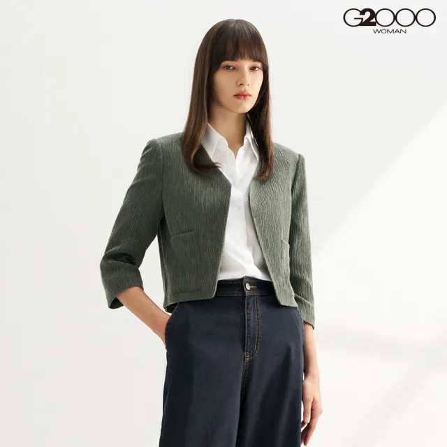 【G2000】女款 時尚短版休閒外套-橄欖綠(4128702058)