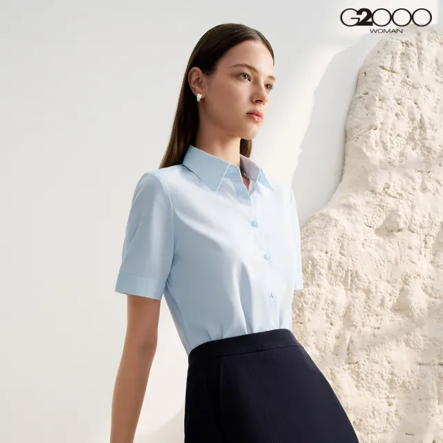 【G2000】女襯衫 商務清爽舒適短袖上班襯衫-水藍色(4122176370) 面試 職場 通勤穿搭