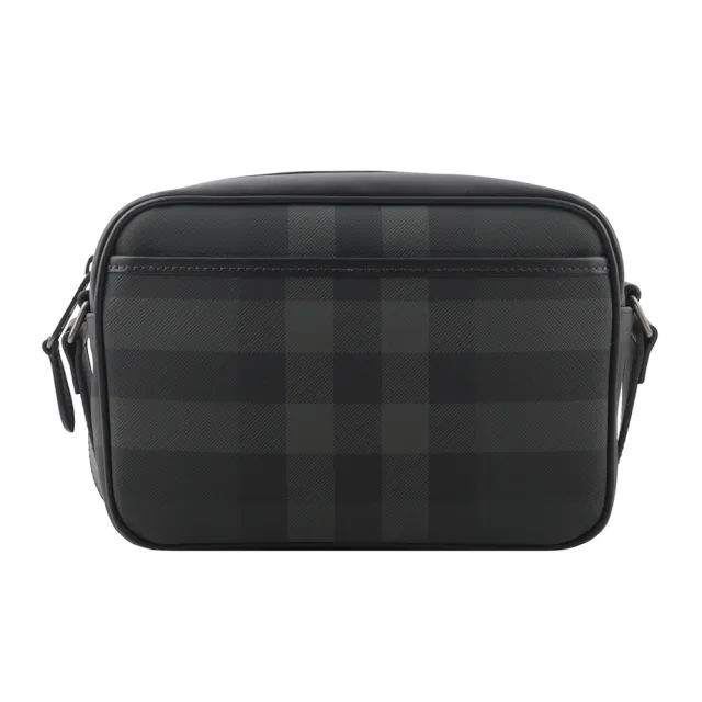 【BURBERRY 巴寶莉】格紋前口袋拉鍊斜背包(炭灰色)