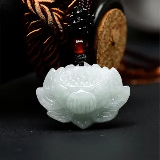 【Penny 珮妮】緬甸A貨翡翠糯種 蓮花 吊墜項鍊 毛衣鍊(母親節 生日 情人節 交換禮物 尾牙 新年 結婚)