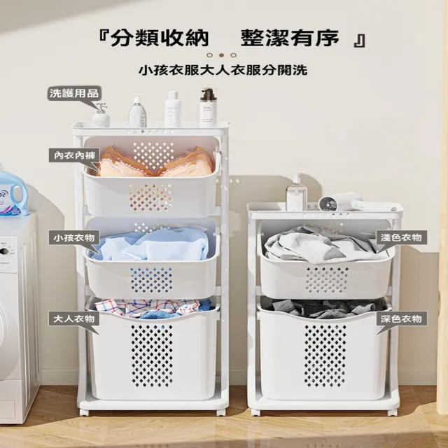 【星優】家用髒衣簍收納筐衛生間置物架 預售12工作天(滑輪設計 長43*寬33*高172)