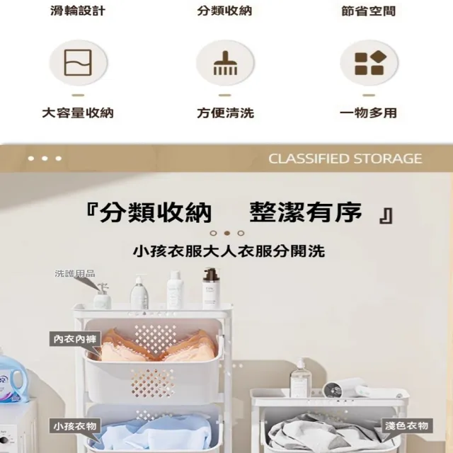 【星優】家用髒衣簍收納筐衛生間置物架 預售12工作天(滑輪設計 長43.7*寬33*高109)