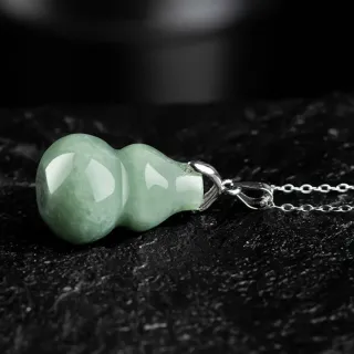 【MoonDy】項鍊 飾品 玉項鍊 翡翠項鍊 避邪項鍊 葫蘆吊墜 開運項鍊 純銀項鍊 玉石項鍊 銀 