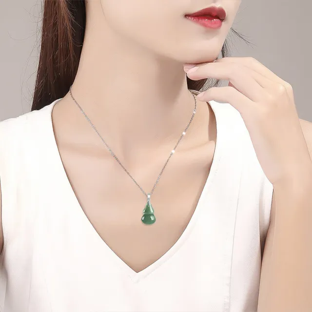 【MoonDy】項鍊 飾品 玉項鍊 翡翠項鍊 避邪項鍊 葫蘆吊墜 開運項鍊 純銀項鍊 玉石項鍊 銀 