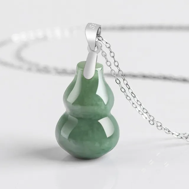 【MoonDy】項鍊 飾品 玉項鍊 翡翠項鍊 避邪項鍊 葫蘆吊墜 開運項鍊 純銀項鍊 玉石項鍊 銀 
