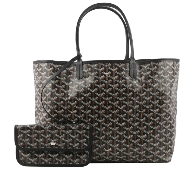 【GOYARD 高雅德】Saint Louis PM 經典圖紋中型購物包(黑色)