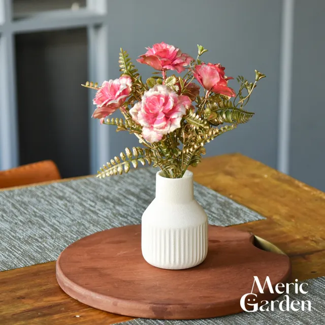 【Meric Garden】高仿真台灣稀世鎏金玫瑰陶瓷花藝花瓶組/裝飾花瓶/桌面擺飾(花藝花器 造型花 藝術品)