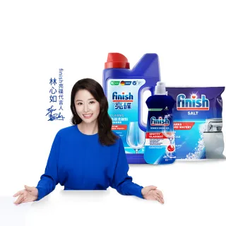 【finish 亮碟】洗碗機專用洗碗粉1kg+光潔潤乾劑400ml+軟化鹽1kg(3入組)