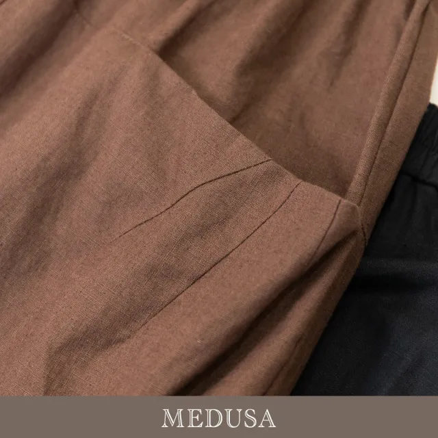 【MEDUSA 曼度莎】現貨-大口袋亞麻休閒長褲 - 2色（M-L）｜女寬褲 女休閒長褲 涼感亞麻(601-70102)