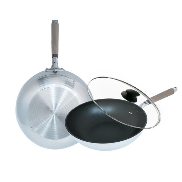 【hokua 北陸鍋具】日本製SenLenFan洗鍊粉絲版輕量不沾炒鍋30cm含蓋(可用金屬鏟)