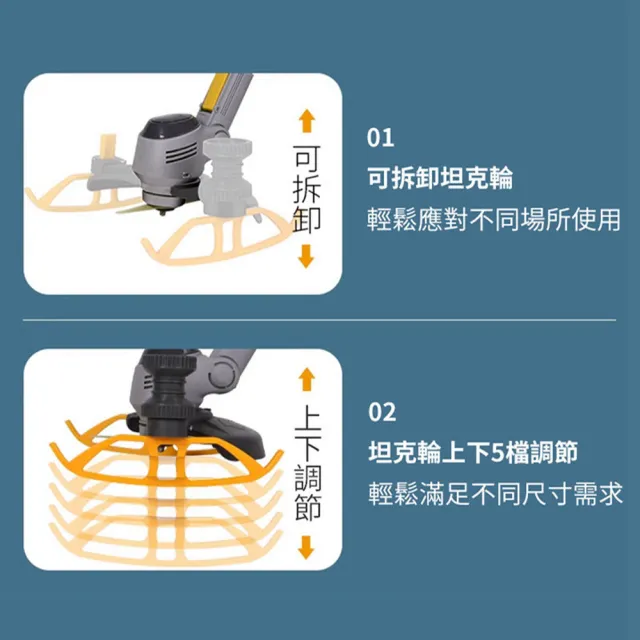 【Ogula 小倉】割草機 電動除草機 二代坦克輪數顯款 十節兩電+全套配件(可拆卸輪/降噪機殼/90度翻轉機頭)