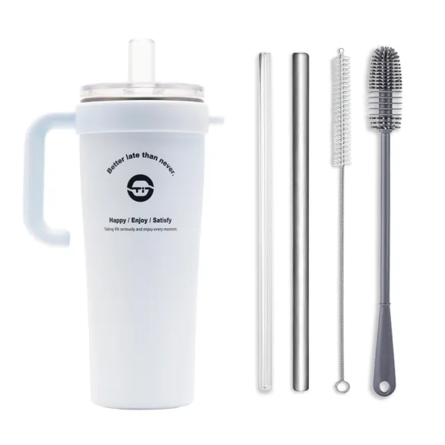 【REUN】REUN純鈦吸管杯800ml+純鈦吸管(純鈦金屬製作.長效保溫保冷.多色可選.大容量)