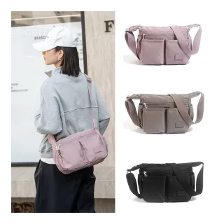 【ARION】交換禮物 素面輕量防潑水多隔層斜背/肩背包(防水包 共3色)