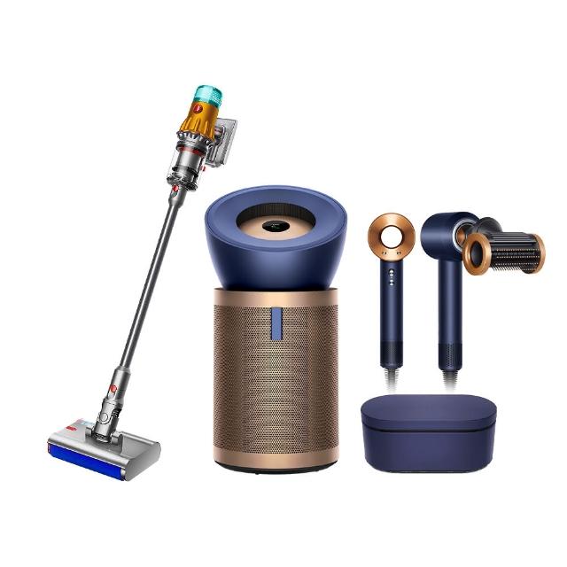 【dyson 戴森】V12s 乾溼洗地吸塵器+ BP04 清淨機(普魯士藍及金色)+ HD15 吹風機 (普魯士藍禮盒版)(超值組)