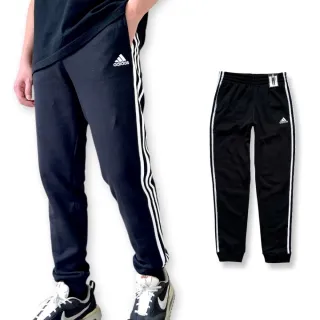 【adidas 愛迪達】青年版 經典三線褲 刷毛 修身縮口 休閒長褲 棉褲(男女同款 AK5953)