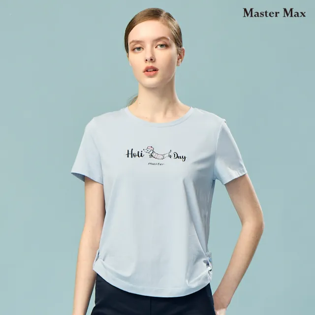 【Master Max】柔軟棉繡圖小鑽下擺造型短袖上衣(8514003)