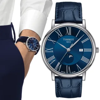 【TISSOT 天梭 官方授權】CARSON系列 簡約時尚月相腕錶 618 年中慶 禮物(T1224231604300)