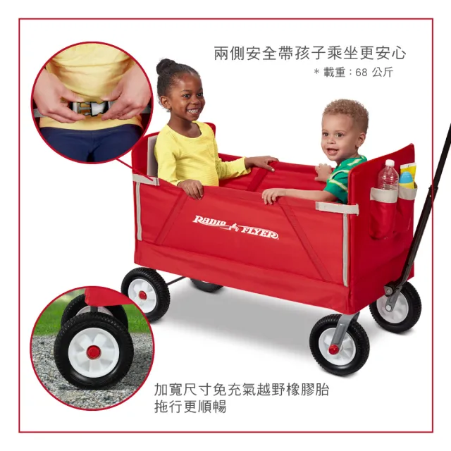 【RadioFlyer】摺學家三合一折疊旅行拖車#3955A型(橡膠胎)