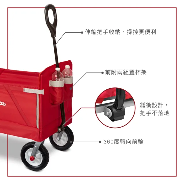【RadioFlyer】摺學家三合一折疊旅行拖車#3955A型(橡膠胎)