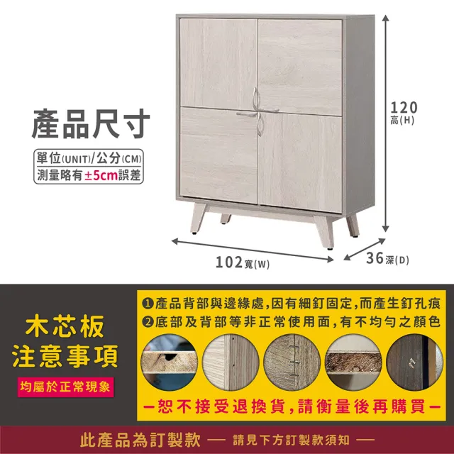 【ASSARI】3.4尺安淇拉鞋櫃(寬102x深36x高120cm)