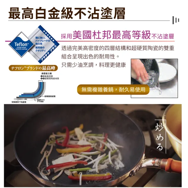 【hokua 北陸鍋具】日本製SenLen洗鍊系列輕量級平底鍋24cm含蓋(可用金屬鏟)