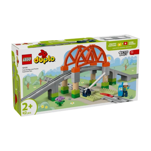 【LEGO 樂高】得寶系列 10426 鐵路橋和軌道擴充組(火車玩具 幼兒積木 兒童玩具 學習積木)