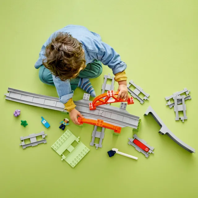 【LEGO 樂高】得寶系列 10426 鐵路橋和軌道擴充組(火車玩具 幼兒積木 兒童玩具 學習積木)