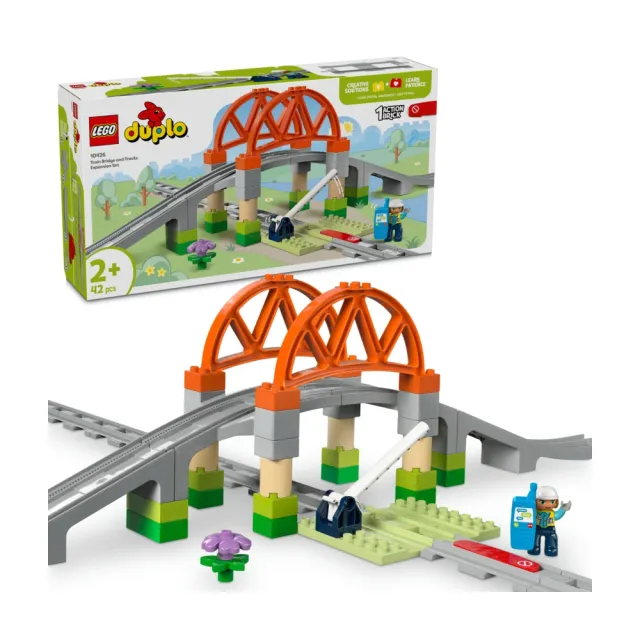 【LEGO 樂高】得寶系列 10426 鐵路橋和軌道擴充組(火車玩具 幼兒積木 兒童玩具 學習積木)