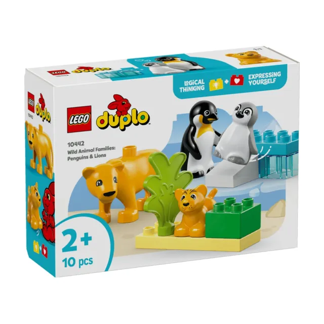 【LEGO 樂高】得寶系列 10442 野生動物家庭：企鵝和獅子(動物玩具 幼兒積木 兒童玩具 學習積木 禮物)