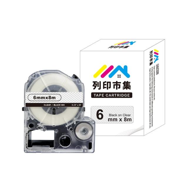 【列印市集】for EPSON LC-2TBN / LK-2TBN 透明底黑字 副廠(6mmx8m 相容標籤帶)