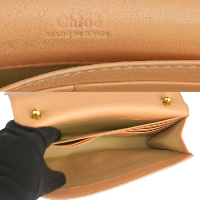 【Chloe’ 蔻依】小羊皮蝴蝶結鏈帶斜背包_展示品(蜜桃色)