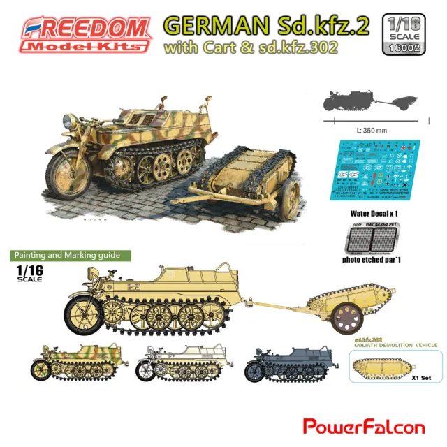 【PowerFalcon】Freedom 1/16 德軍Sd.kfz.2履帶車&哥利亞遙控炸彈(16002 二戰模型 模型收藏 軍事模型)