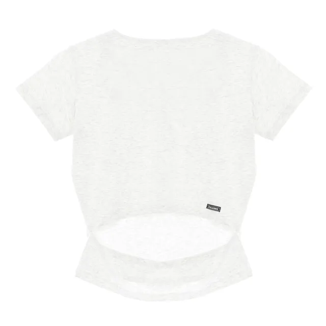 【PLAYBOY】方領後露腰短版T-SHIRT(淺麻灰色)