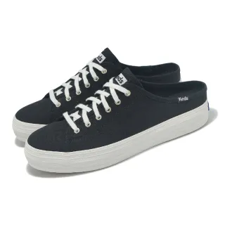 【Keds】穆勒鞋 Triple Kick Mule Gingham 女鞋 黑 休閒鞋 厚底 懶人鞋 帆布(9241W133604)