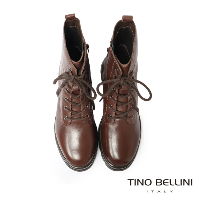 【TINO BELLINI 貝里尼】巴西進口 個性帥氣綁帶短靴FWNV030-6(咖啡)