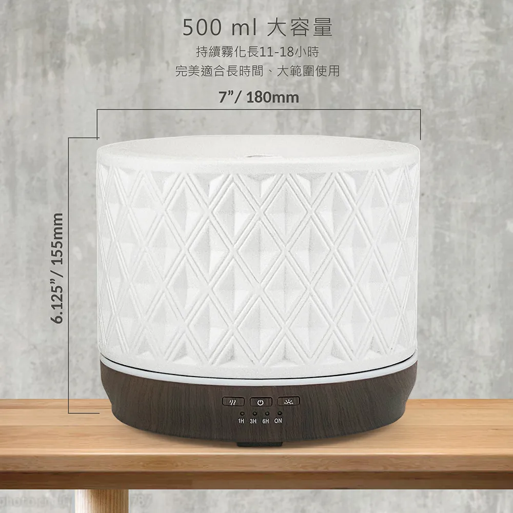【Earnest Living】菱形陶瓷水氧機 500ml(加濕器/薰香機/香氛機/精油燈/水氧機)