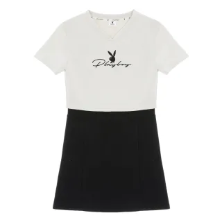 【PLAYBOY】空氣棉沙灰白刺繡洋裝(淺灰色)