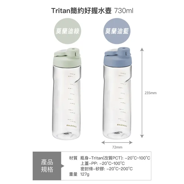 【LocknLock 樂扣樂扣】官方直營 Tritan簡約好握水壺 730ml(二色任選/運動水壺/組合用)