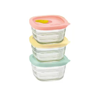 【LocknLock 樂扣樂扣】官方直營 微笑矽膠玻璃寶寶副食品調理盒 170ml/3入組(粉黃綠/3入組)