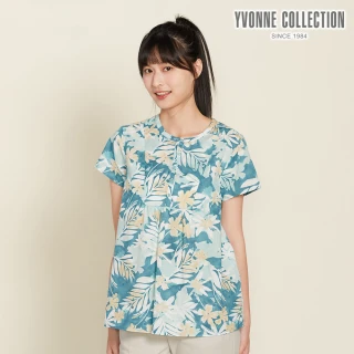 【YVONNE 以旺傢飾】棉麻暈染印花半開襟短袖上衣-薄荷綠
