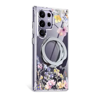 【apbs】Samsung S25/S24/A56系列 軍規360旋轉磁吸立架鑽殼(十里春)