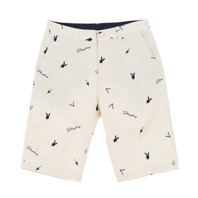 【PLAYBOY】滿版繡花休閒短褲(淺卡其色)